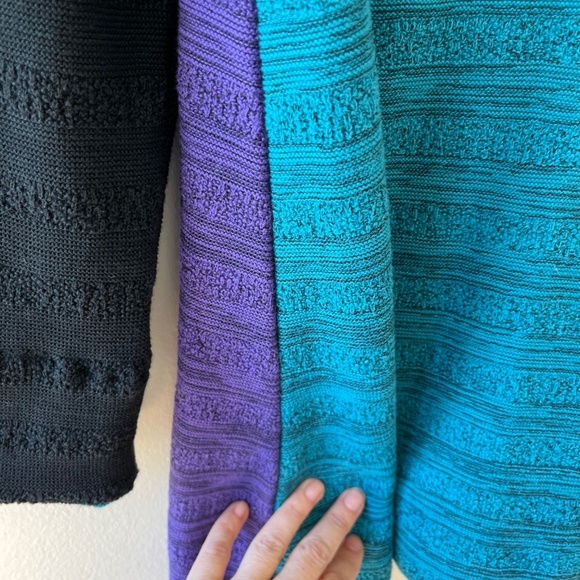 Margaret Winters Size M Knit Sweater Cowl Neck Art Colorful Pockets Long Sleeve - Picture 8 of 10